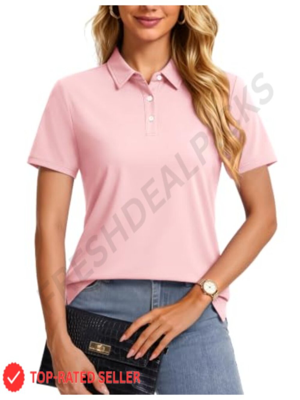 Women's Polo Shirt Short Sleeve Collared Golf Casual Top